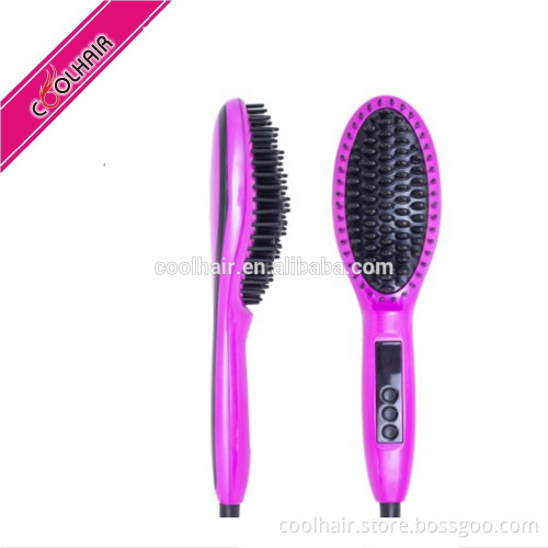 Hair Straightener Comb Straightening Irons Hair Straightener Brush Ceramic with LCD Display (purple)